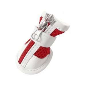 Dog Shoes For Hot Pavement Summer Breathable Mesh Boots Adjustable Non Slip Zipper Pet Dogs Booties White PU Paw Protector1
